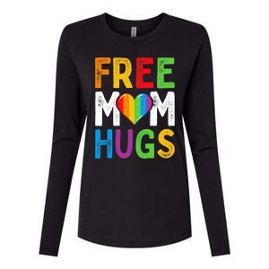 Free Mom Hugs Rainbow Heart Lgbt Ally Pride Month Retro Womens Cotton Relaxed Long Sleeve T-Shirt