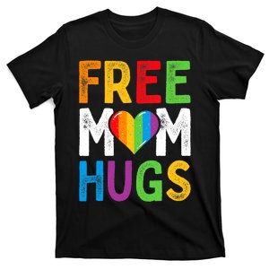 Free Mom Hugs Rainbow Heart Lgbt Ally Pride Month Retro T-Shirt