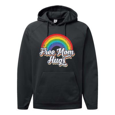 Free Mom Hugs Pride Rainbow Gay Lgbt Performance Fleece Hoodie