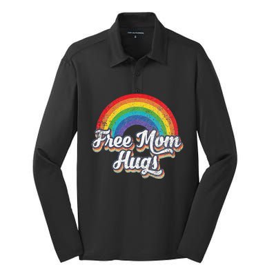 Free Mom Hugs Pride Rainbow Gay Lgbt Silk Touch Performance Long Sleeve Polo