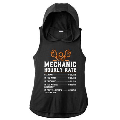 Funny Mechanic Hourly Rate Labor Rates Ladies PosiCharge Tri-Blend Wicking Draft Hoodie Tank