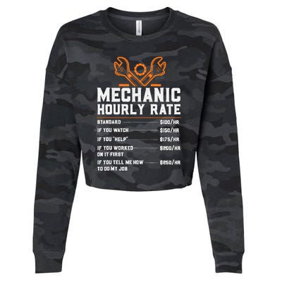 Funny Mechanic Hourly Rate Labor Rates Cropped Pullover Crew