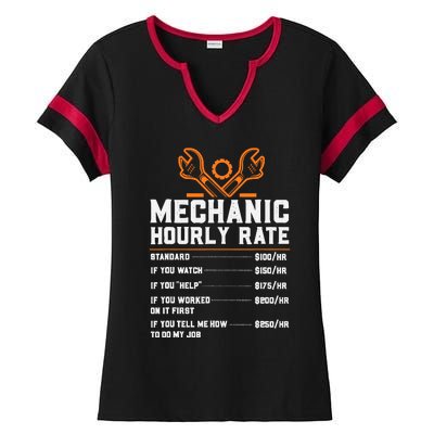 Funny Mechanic Hourly Rate Labor Rates Ladies Halftime Notch Neck Tee