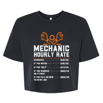 Funny Mechanic Hourly Rate Labor Rates Bella+Canvas Jersey Crop Tee