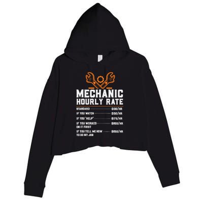 Funny Mechanic Hourly Rate Labor Rates Crop Fleece Hoodie