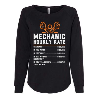 Funny Mechanic Hourly Rate Labor Rates Womens California Wash Sweatshirt