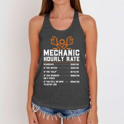 Funny Mechanic Hourly Rate Labor Rates Women's Knotted Racerback Tank