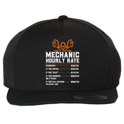 Funny Mechanic Hourly Rate Labor Rates Wool Snapback Cap