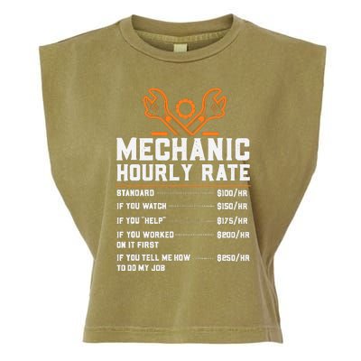 Funny Mechanic Hourly Rate Labor Rates Garment-Dyed Women's Muscle Tee