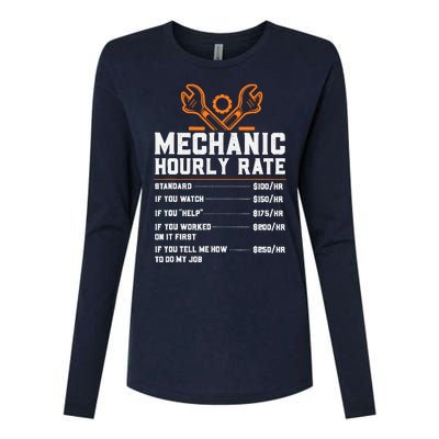 Funny Mechanic Hourly Rate Labor Rates Womens Cotton Relaxed Long Sleeve T-Shirt