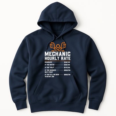 Funny Mechanic Hourly Rate Labor Rates Hoodie