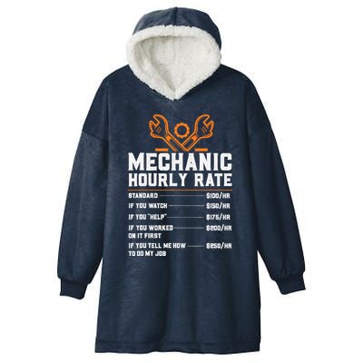 Funny Mechanic Hourly Rate Labor Rates Hooded Wearable Blanket