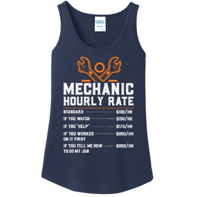 Funny Mechanic Hourly Rate Labor Rates Ladies Essential Tank