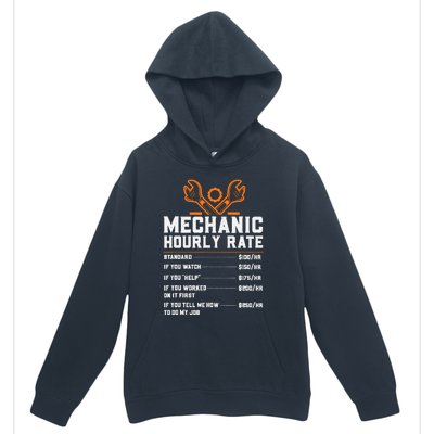 Funny Mechanic Hourly Rate Labor Rates Urban Pullover Hoodie