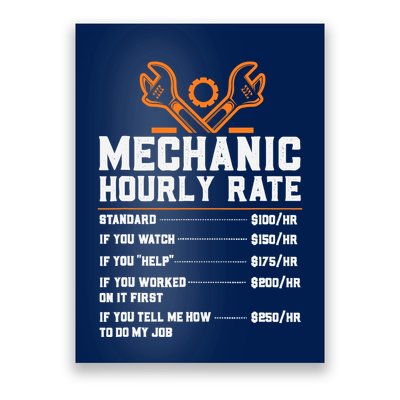 Funny Mechanic Hourly Rate Labor Rates Poster