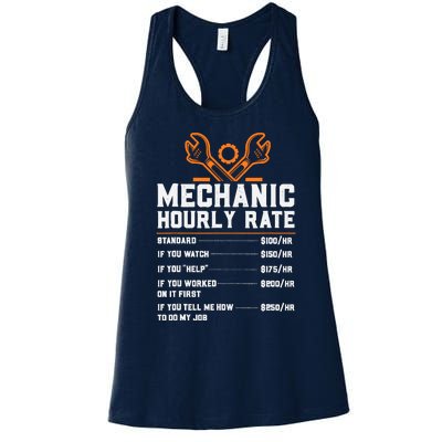 Funny Mechanic Hourly Rate Labor Rates Women's Racerback Tank