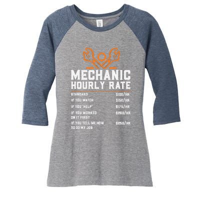 Funny Mechanic Hourly Rate Labor Rates Women's Tri-Blend 3/4-Sleeve Raglan Shirt