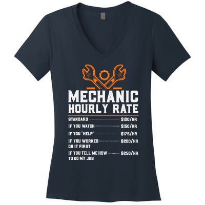 Funny Mechanic Hourly Rate Labor Rates Women's V-Neck T-Shirt