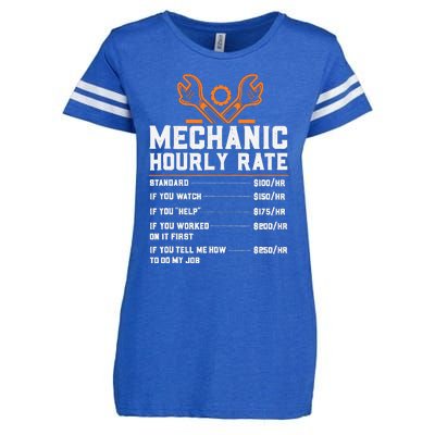 Funny Mechanic Hourly Rate Labor Rates Enza Ladies Jersey Football T-Shirt