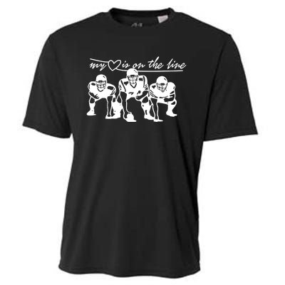 Football My Heart Is On The Line Offensive Lineman Cooling Performance Crew T-Shirt