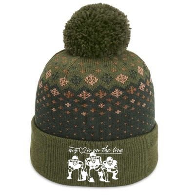 Football My Heart Is On The Line Offensive Lineman The Baniff Cuffed Pom Beanie