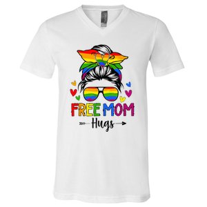 Free Mom Hugs Free Mom Hugs Inclusive Pride LGBTQIA V-Neck T-Shirt