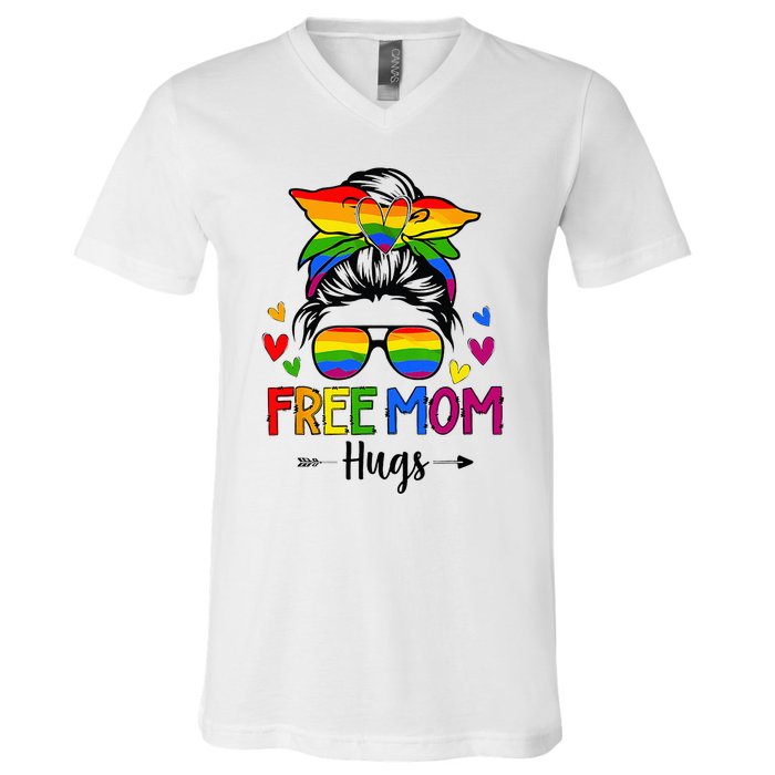 Free Mom Hugs Free Mom Hugs Inclusive Pride LGBTQIA V-Neck T-Shirt