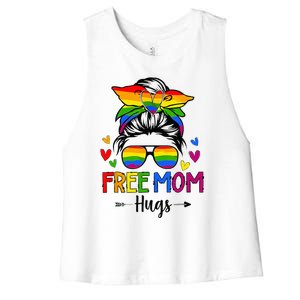 Free Mom Hugs Free Mom Hugs Inclusive Pride LGBTQIA Women's Racerback Cropped Tank