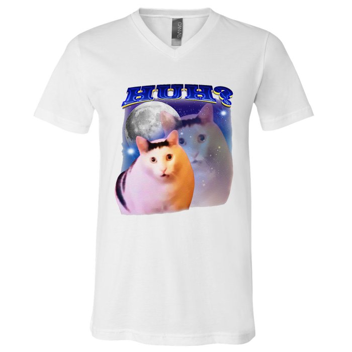 Funny Meme Huh Cat V-Neck T-Shirt