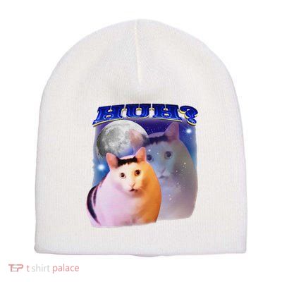Funny Meme Huh Cat Short Acrylic Beanie