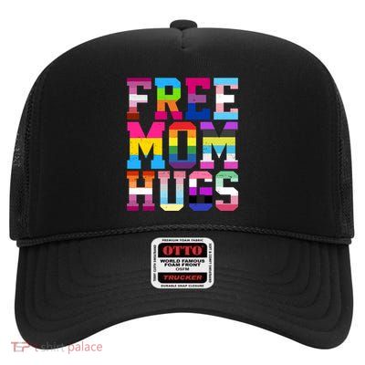 Free Mom Hugs Pride Month Lgbt High Crown Mesh Back Trucker Hat