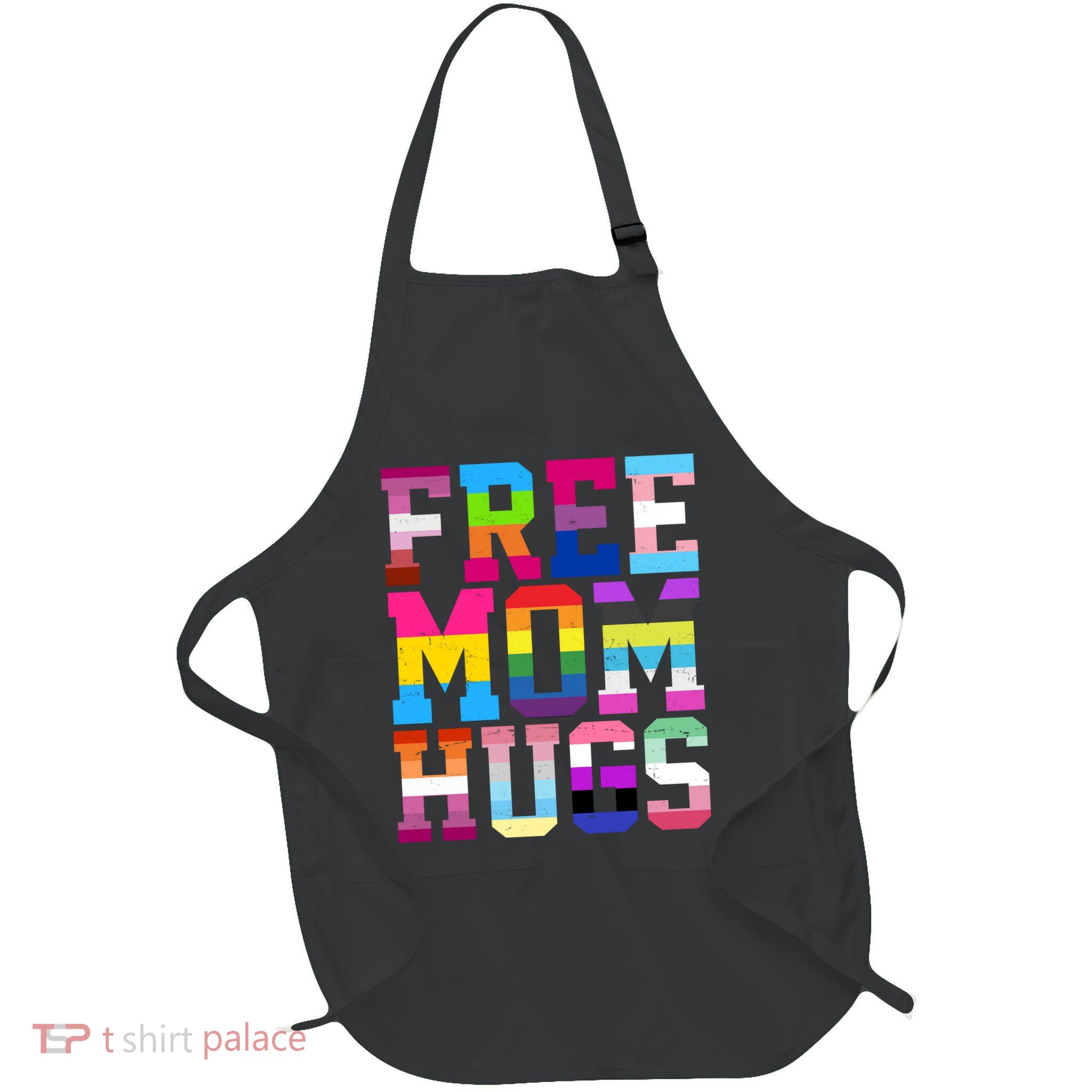 Free Mom Hugs Pride Month Lgbt Full-Length Apron With Pockets