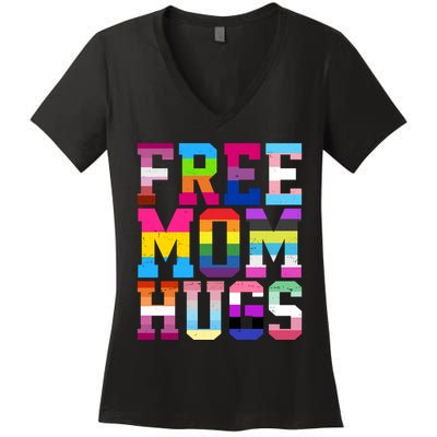 Free Mom Hugs Pride Month Lgbt Women's V-Neck T-Shirt