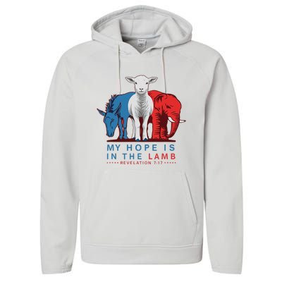 Funny My Hope Is In The Lamb Scripture Elephant Donkey Performance Fleece Hoodie