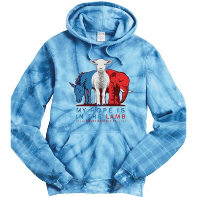 Funny My Hope Is In The Lamb Scripture Elephant Donkey Tie Dye Hoodie