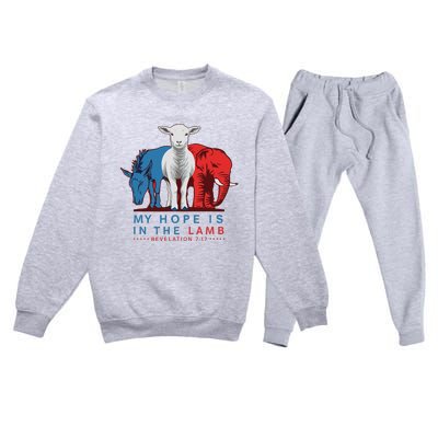 Funny My Hope Is In The Lamb Scripture Elephant Donkey Premium Crewneck Sweatsuit Set