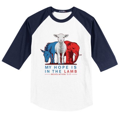 Funny My Hope Is In The Lamb Scripture Elephant Donkey Baseball Sleeve Shirt