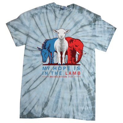 Funny My Hope Is In The Lamb Scripture Elephant Donkey Tie-Dye T-Shirt