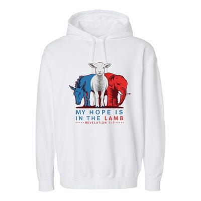 Funny My Hope Is In The Lamb Scripture Elephant Donkey Garment-Dyed Fleece Hoodie