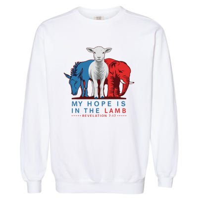 Funny My Hope Is In The Lamb Scripture Elephant Donkey Garment-Dyed Sweatshirt