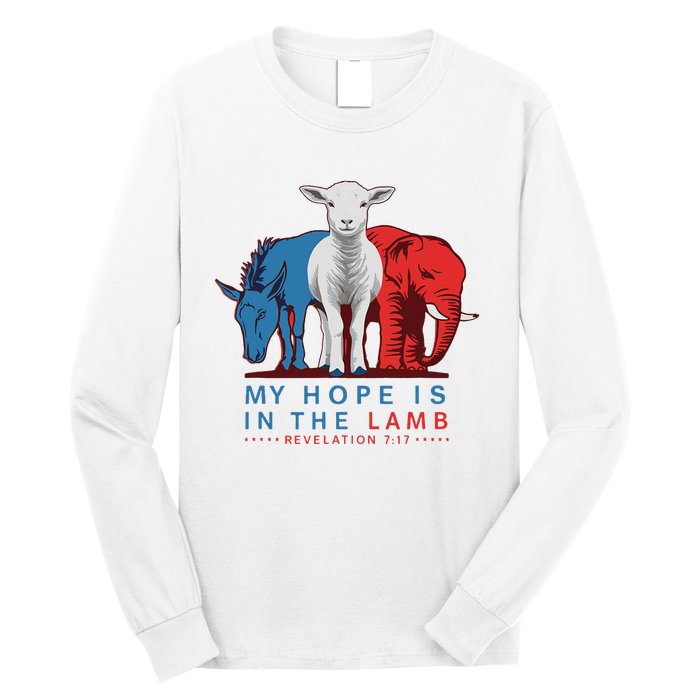 Funny My Hope Is In The Lamb Scripture Elephant Donkey Long Sleeve Shirt