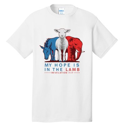 Funny My Hope Is In The Lamb Scripture Elephant Donkey Tall T-Shirt