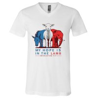 Funny My Hope Is In The Lamb Scripture Elephant Donkey V-Neck T-Shirt