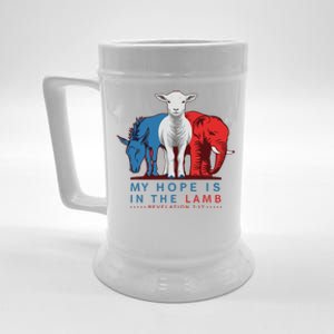 Funny My Hope Is In The Lamb Scripture Elephant Donkey Beer Stein