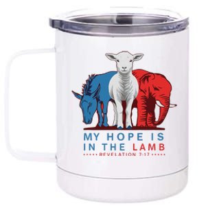 Funny My Hope Is In The Lamb Scripture Elephant Donkey 12 oz Stainless Steel Tumbler Cup