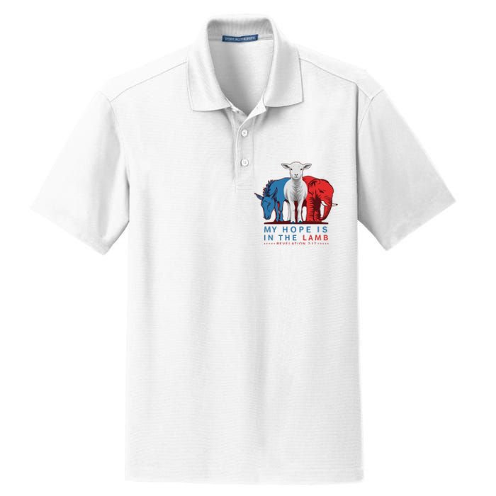 Funny My Hope Is In The Lamb Scripture Elephant Donkey Dry Zone Grid Polo