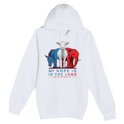 Funny My Hope Is In The Lamb Scripture Elephant Donkey Premium Pullover Hoodie