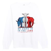 Funny My Hope Is In The Lamb Scripture Elephant Donkey Premium Crewneck Sweatshirt