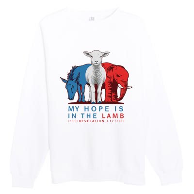 Funny My Hope Is In The Lamb Scripture Elephant Donkey Premium Crewneck Sweatshirt