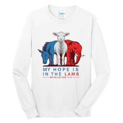 Funny My Hope Is In The Lamb Scripture Elephant Donkey Tall Long Sleeve T-Shirt